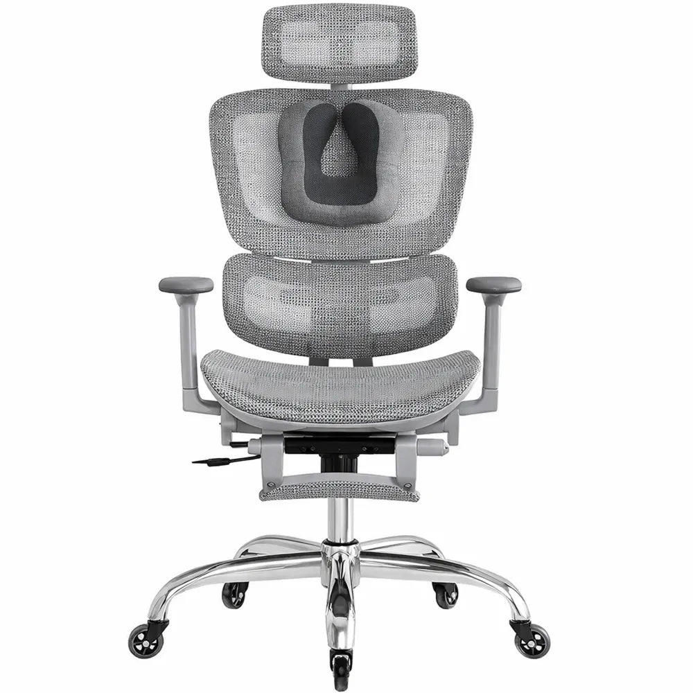 Chaise ergonomique de bureau avec repose-pieds et support lombaire réglable