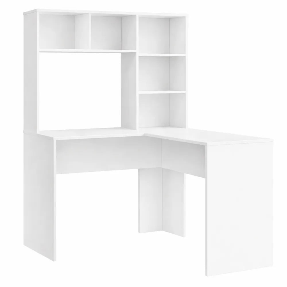 Bureau d'angle fonctionnel avec étagères et prises USB