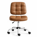 Chaise de bureau confortable sans accoudoirs, pivotante et réglable, en cuir marron