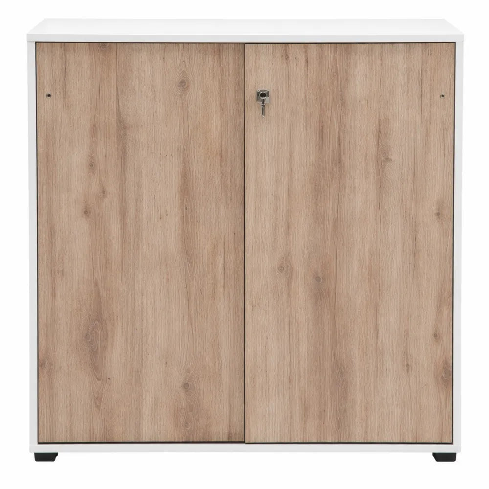 Armoire de classement blanche en chêne sauvage, 100 x 41 x 83,6 cm