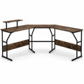 Bureau d'angle ergonomique avec prises et support d'écran