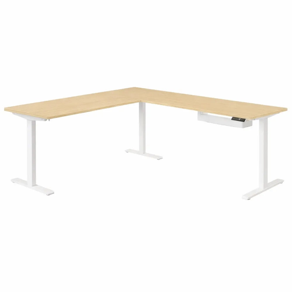 Bureau d'angle ergonomique réglable, 190 x 150 cm, avec contrôle de mémoire