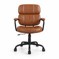 Chaise ergonomique pivotante en cuir PU pour bureau, marron