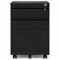 Armoire de rangement à roulettes, 3 tiroirs verrouillables pour documents A4, lettre ou légal, avec système anti-basculement, noir, 46 x 39 x 62 cm