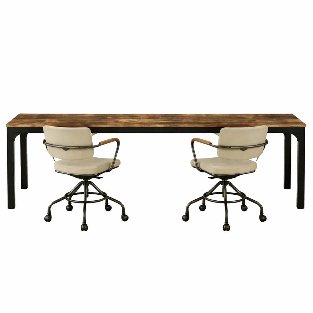 Table de Travail Spacieuse pour Bureau à Domicile, Bois Rustique, 200 x 70 x 75 cm