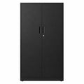 Armoire de Rangement en Acier, 5 Étagères Réglables, Double Porte avec Serrure, Noir Mat