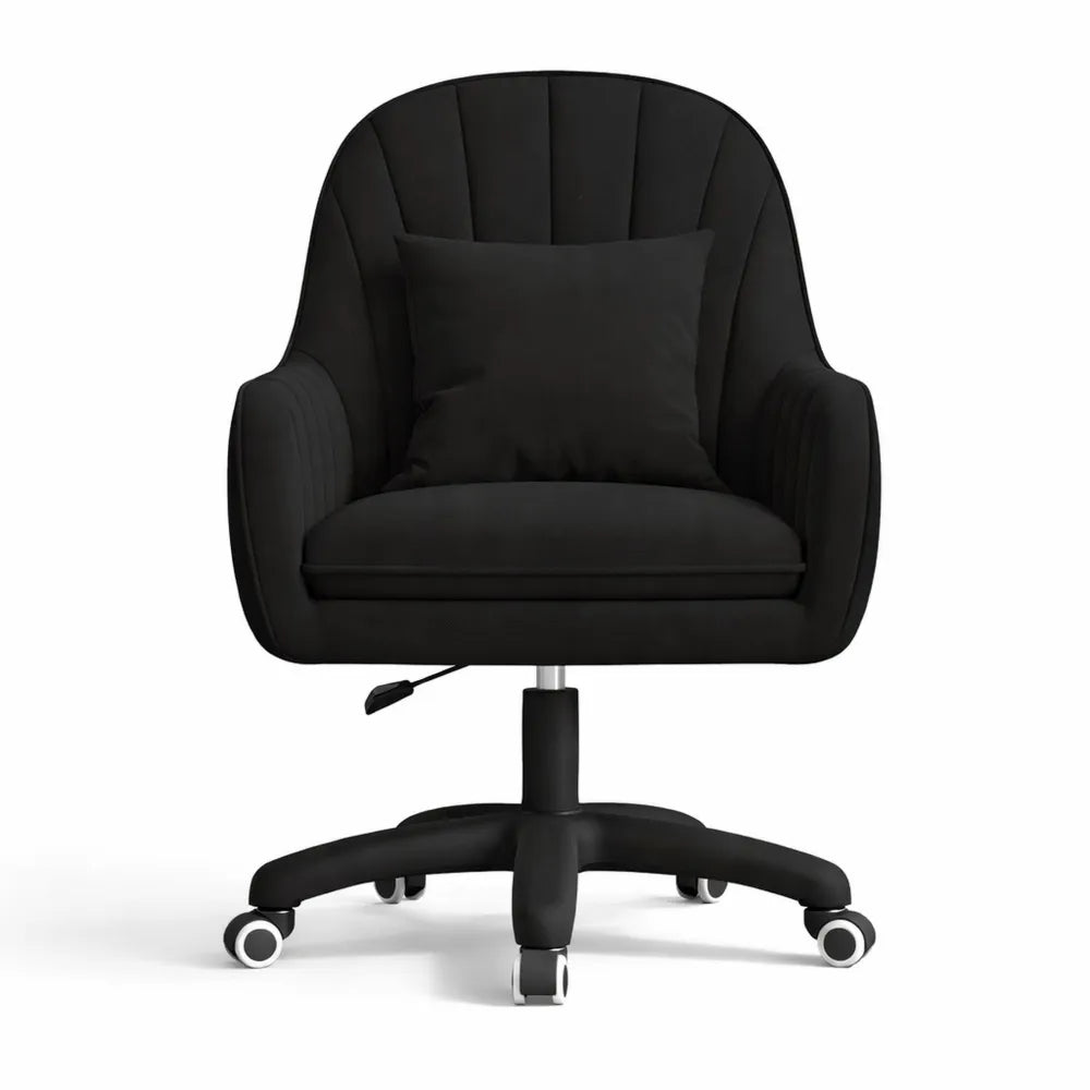 Chaise de Bureau Réglable en Velours avec Roulettes