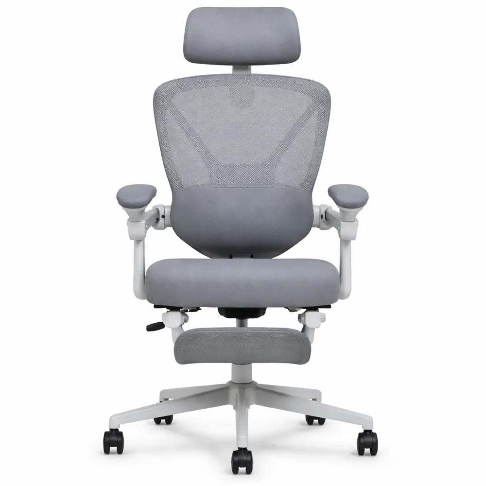 Chaise de bureau ergonomique en maille grise avec soutien lombaire