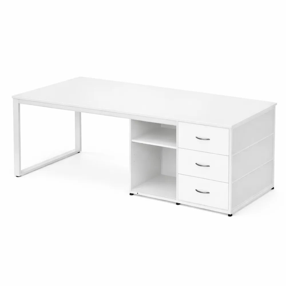 Bureau d'angle réversible avec étagères et ports USB