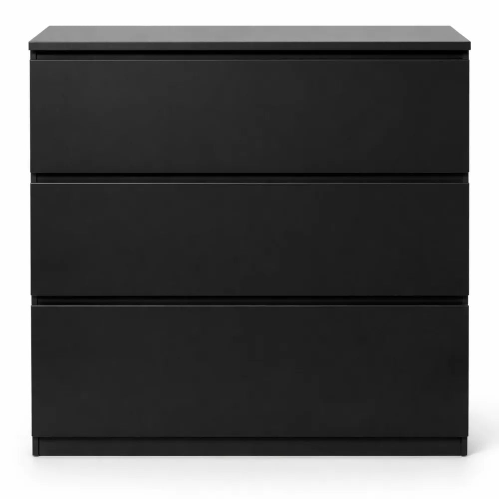 Commode 3 tiroirs en bois noir 78 cm