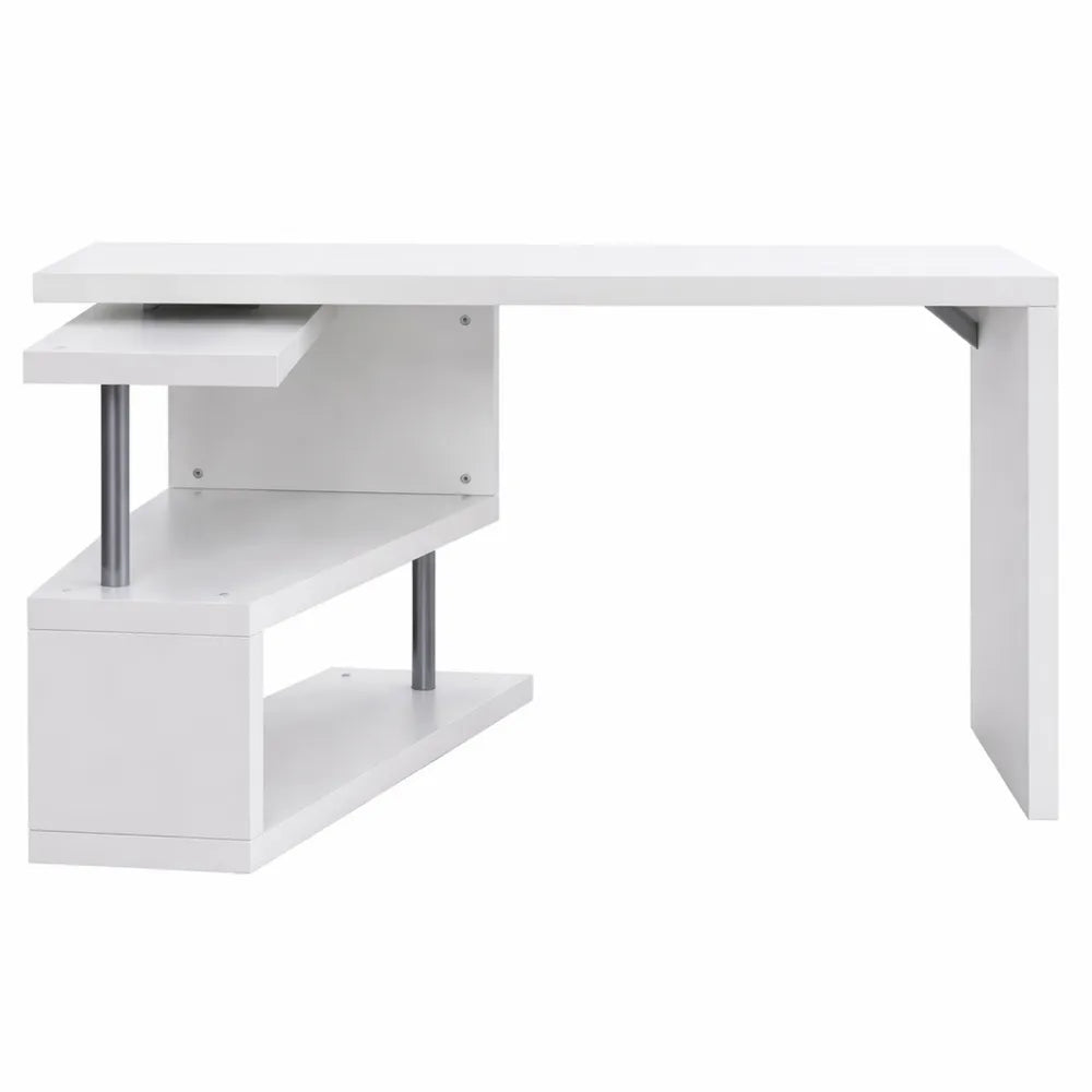 Table modulable contemporaine avec bibliothèque adjacente chromée