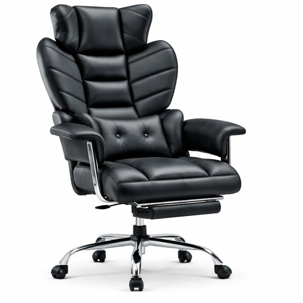 Chaise de bureau ergonomique avec support lombaire et repose-pieds réglable