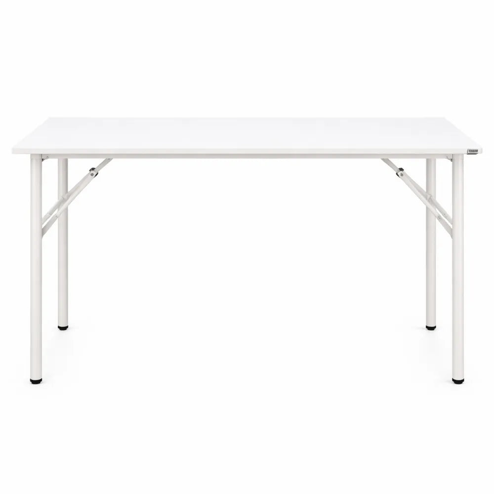 Table polyvalente pliante 120x60 cm, installation facile, bois composite, blanc