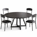 Table ronde industrielle pour cuisine, piètement métallique robuste, 4 à 6 personnes