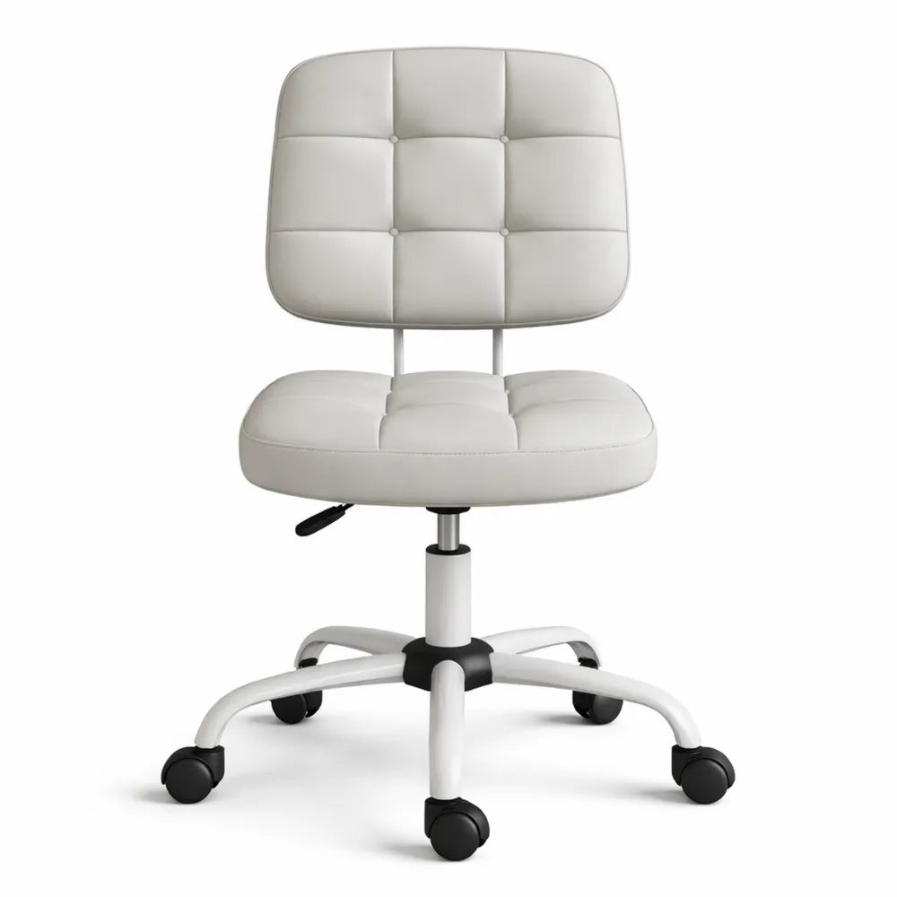 Chaise Pivotante Réglable en Cuir Gris Sans Accoudoirs
